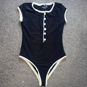Same THE GRACE ONE PIECE Ribbed Black Size Large
